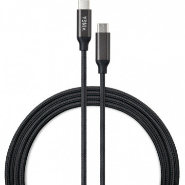 Дата кабель USB-C to USB-C 1.0m 100W E-Mark Chip Nylon Vinga (VCPCTC100BK) (260832)