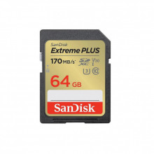 Карта памяти SanDisk 64GB SD class 10 UHS-I Extreme PLUS (SDSDXW2-064G-GNCIN) (342932)