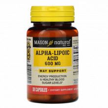 Витамин Mason Natural Альфа-липоевая кислота 600 мг, Alpha-Lipoic Acid, 30 капсул (MAV-17228) (304642)