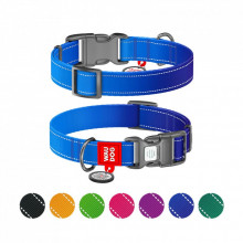 Ошейник для животных WAUDOG Nylon Mono с QR паспортом, пластиковый фастекс L синий (521512) (312642)