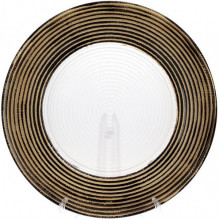 Блюдо сервірувальне 33см, підставна тарілка, скло, прозорий з золотом (195942)