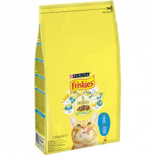 Сухой корм для кошек Purina Friskies со вкусом лосося и овощей 1.5 кг (7613033923562) (212942)