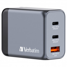 Зарядное устройство Verbatim GaN 65 W 3 ports (2xUSB-C-65 W /USB-A -3.0) (32201) (321942)