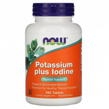 Минералы Now Foods Калий плюс йод, Potassium Plus Iodine, 180 таблеток (NOW-01452) (306752)