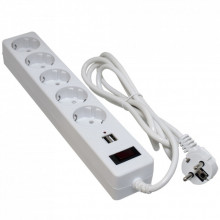 Сетевой фильтр питания Patron 1.8m + 2 USB 2.0, 2.1A, 5 роз. White (EXT-PN-SP-52-USB-W) (315952)