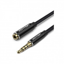 Кабель мультимедийный 3.5mm M to 3.5mm F 1.0m black Vention (BHBBF) (344362)