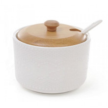 Цукорниця Ceram-Bamboo 300мл (Ø9.7см) з ложкою і бамбуковою кришкою (229762)