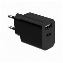 Зарядное устройство Gembird 1xUSB-C + 1xUSB 12W black (TA-UC-2AC12-01-BK) (344962)