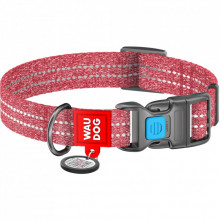 Ошейник для животных WAUDOG Re-cotton с QR паспортом светоотражающий Ш 25 мм Д 33-49 см красный (02923) (309072)