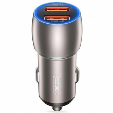 Автомобильное зарядное устройство XO CC52 QC 3.0 36W/2USB 12/24V быстрая зарядка Серый (240872)