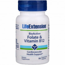 Витамин Life Extension Фолат и B12, BioActive Folate & Vitamin B12, 90 Вегетарианс (LEX-18429) (302872)