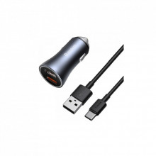 Зарядное устройство Baseus 2xUSB QC3.0 + cable USB to USB-C 40W Golden Contactor Pro dark gray (TZCCJD-A0G) (322872)