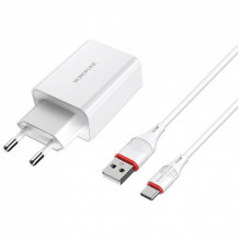 Зарядное устройство BOROFONE BA21A Long journey single port QC3.0 charger set (Type-C) White (BA21ACW) (202972)