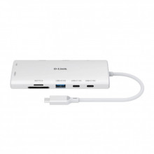 Концентратор D-Link USB-C 10-in-1 2xHDMI + 1xRJ45 1000Mbps + 2xUSB-C + USB 3.1 + USB 3.0 + SD + TF silver (DUP-A01) (344482)
