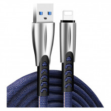 Дата кабель USB 2.0 AM to Lightning 1.0m zinc alloy blue ColorWay (CW-CBUL010-BL) (260782)
