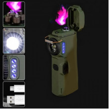 Фонарь MULTIFUNCTIONAL D51-COB, Li-Ion аккум., индикация заряда, зажигалка, ЗУ Type-C Зелёный (205982)