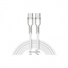 Дата кабель USB-C to USB-C 2.0m Cafule Metal PD 100W white Baseus (CATJK-D02) (261192)