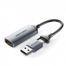Переходник USB-C + USB-A to HDMI M 0.1m video capture gray Vention (ACWHA) (344192)
