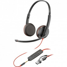 Наушники Poly BlackWire C3225 USB-C HS Stereo +3.5mm Plug +USB-C/A Adapter (Bulk) Black (8X229A6) (317492)