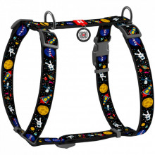 Шлей для собак WAUDOG Nylon с QR паспортом анатомическая H-образная "NASA" M (5542) (309592)