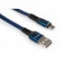 Дата кабель USB 2.0 AM to Micro 5P 1m flat nylon blue Vinga (VCPDCMFNB1B) (260692)