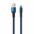 Дата кабель USB 2.0 AM to Micro 5P 1m flat nylon blue Vinga (VCPDCMFNB1B) (260692)