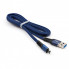 Дата кабель USB 2.0 AM to Micro 5P 1m flat nylon blue Vinga (VCPDCMFNB1B) (260692)