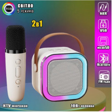 Портативная колонка с караоке микрофоном и RGB подсветкой Winso K12 10W Bluetooth, USB, microSD, AUX, Type-C (190203)