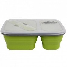 Набор туристической посуды Tramp 2 отсека силиконовый 900ml с ловилкой olive (UTRC-090-olive) (236403)