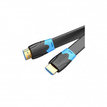 Кабель мультимедийный HDMI M to HDMI M 0.5m V2.0 4K60Hz PVC flat black Vention (AAKBD) (346213)