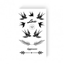 Временная татуировка "Ласточки Love" L-16 черный