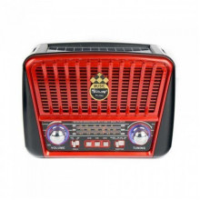 Радиоприёмник Golon RX-456S + Bluetooth и солнечной панелью Красный (213613)