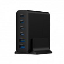Зарядное устройство Gembird 4xUSB-C PD25W + 2xUSB QC3.0 18W black (TA-UC-2A4C-PD75-01-BK) (342813)