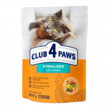 Сухой корм для кошек Club 4 Paws Премиум Sterilised с курицей 900 г (4820269144811) (343813)