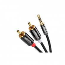 Кабель мультимедийный 3.5mm M to 2xRCA M 2.0m AV116 black Ugreen (10584) (320523)