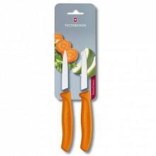 Набор ножей Victorinox SwissClassic, 8см, 2шт. в блистере, оранжевые (6.7606.L119B) (287723)