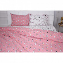 Постельное белье MirSon Бязь Ranforce Elite 17-0528 Bunnies pink King Size (2200004706733) (333823)