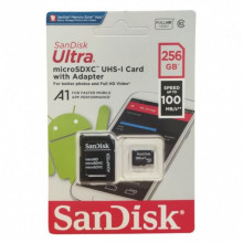 Карта памяти SanDisk Ultra microSDXC 256GB UHS-I + SD адаптер Class 10 (199923)