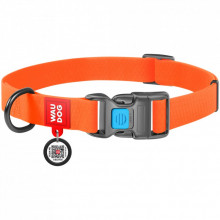 Ошейник для животных WAUDOG Waterproof с QR паспортом Ш 20 мм Д 28-40 см оранжевый (27454) (310033)