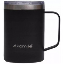Термокружка Kamille Black 360мл з ручкою, чорна (246043)