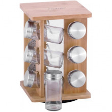 Набір для спецій Kamille Mirele 12 ємностей на бамбуковій підставці (210543)