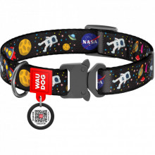 Ошейник для животных WAUDOG Nylon с QR паспортом NASA металлическая пряжка-фастекс L (5121) (309543)