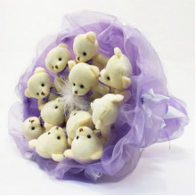 Букет из игрушек Мишки лавандовый 5346IT с 11ю игрушками