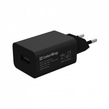 Зарядное устройство ColorWay 1USB AUTO ID 2A (10W) black + cable micro USB (CW-CHS012CM-BK) (210943)