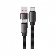Дата кабель USB-C + USB-A to USB-C 1.2m 3.0A zink alloy C13-04 Black Acefast (6974316282334) (322353)