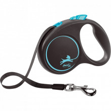 Поводок для собак Flexi Black Design S лента 5 м (голубой) (4000498033937) (310653)
