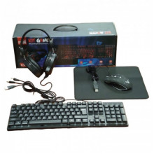 Игровой комплект для геймера 4 в 1 с подсветкой RGB Gaming Мышь Наушники Клавиатура Коврик (237563)