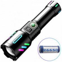 Аккумуляторный фонарь с флуоресцентной окраской 1143-TG, PM10-TG, 1x26650, Power Bank, ЗУ Type-C (343273)