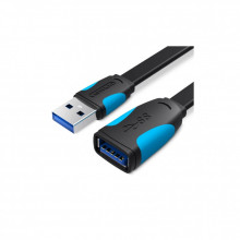 Дата кабель USB 3.0 AM/AF 2.0m flat black Vention (VAS-A13-B200) (344273)