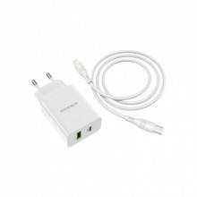 Зарядное устройство BOROFONE BA56A Lavida PD20W+QC3.0 charger (Type-C to Lightning) White (BA56ACLW) (198473)